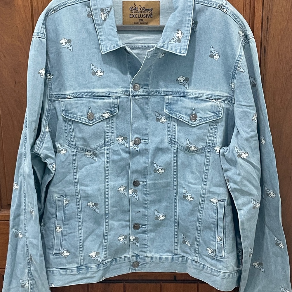 Disney Blue Denim Jacket with Mickey Character Print